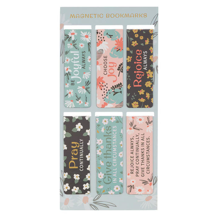 Joy Mint Floral Magnetic Bookmark Set - 1 Thessalonians 5:16-18