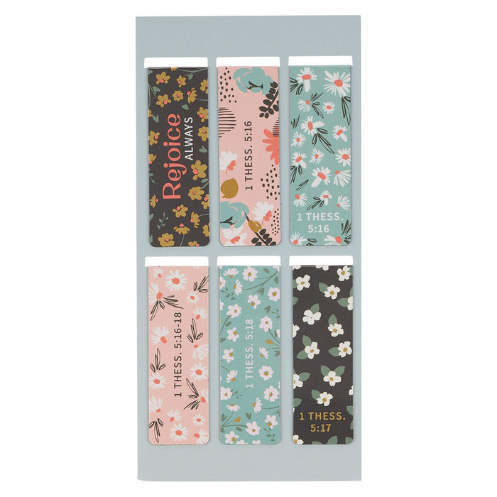 Joy Mint Floral Magnetic Bookmark Set - 1 Thessalonians 5:16-18