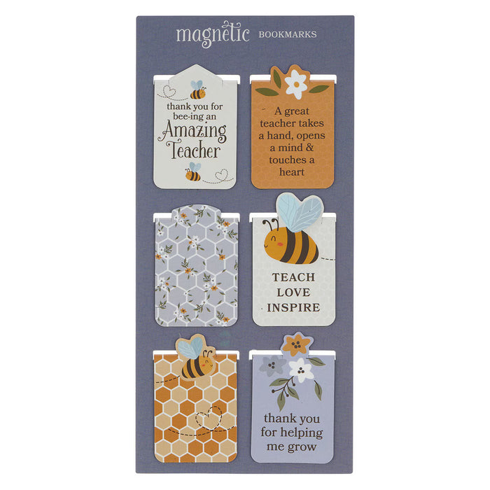 Amazing Teacher Blossom and Bees Magnetic Bookmark Set