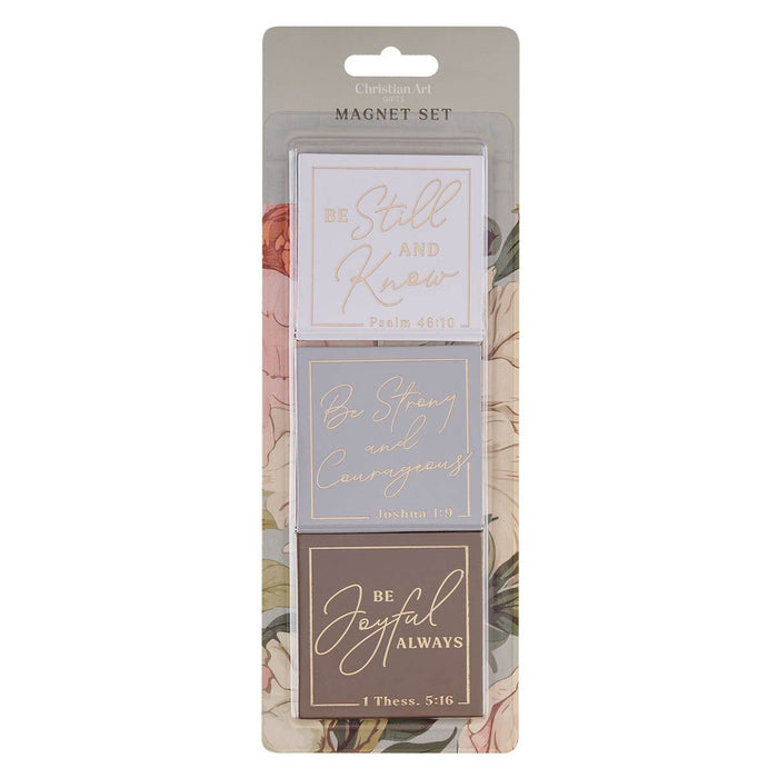 Be Strong and Courageous Delicate Dahlia Magnet Set - Joshua 1:9