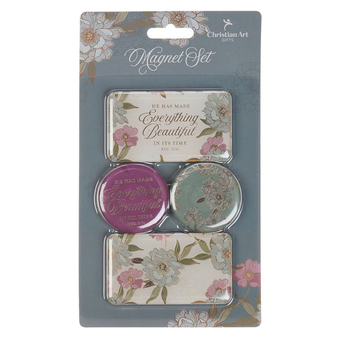 Everything Beautiful Whimsical Blooms Magnet Set - Ecclesiastes 3:11