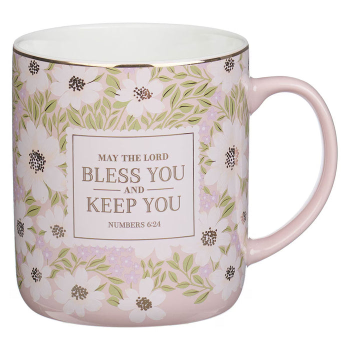 Bless and Keep You Blush Bloom Ceramic Coffee Mug - Numbers 6:24