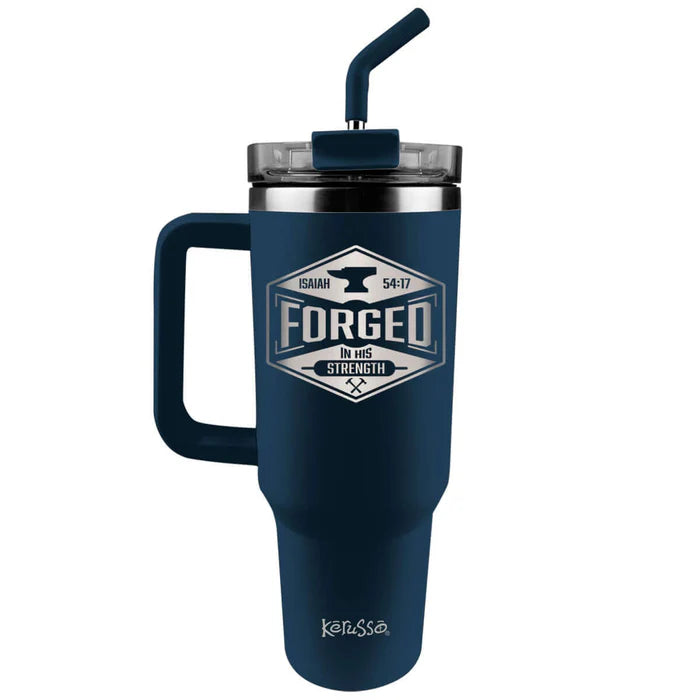 40 oz Stainless Steel Mug With Straw - Forged - Morning Star Christian Bookstores