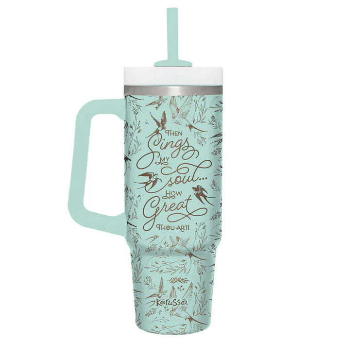 30 oz Stainless Steel Mug With Straw Sings My Soul - Morning Star Christian Bookstores