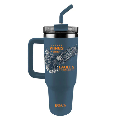 40 oz Stainless Steel Mug With Straw Wings Like Eagles - Morning Star Christian Bookstores
