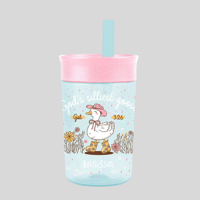 15 oz Silicone Straw Cup Goose & Lamb (2 Pack)