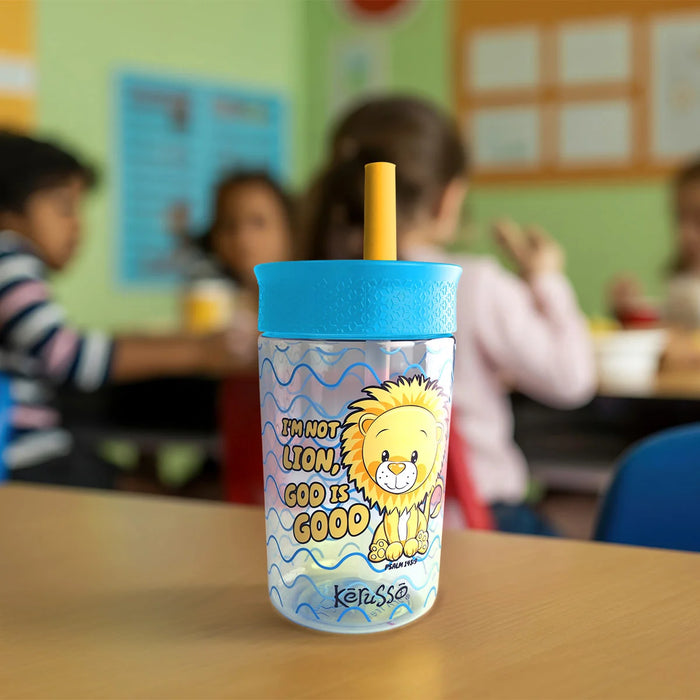 Kerusso 15 oz Silicone Straw Cup Lion