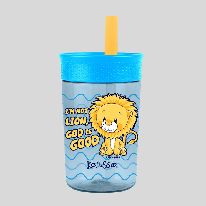 15 oz Silicone Straw Cup Raccoon & Lion (2 Pack)