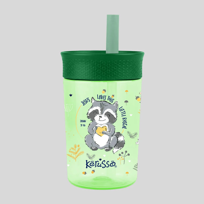 Kerusso 15 oz Silicone Straw Cup Raccoon