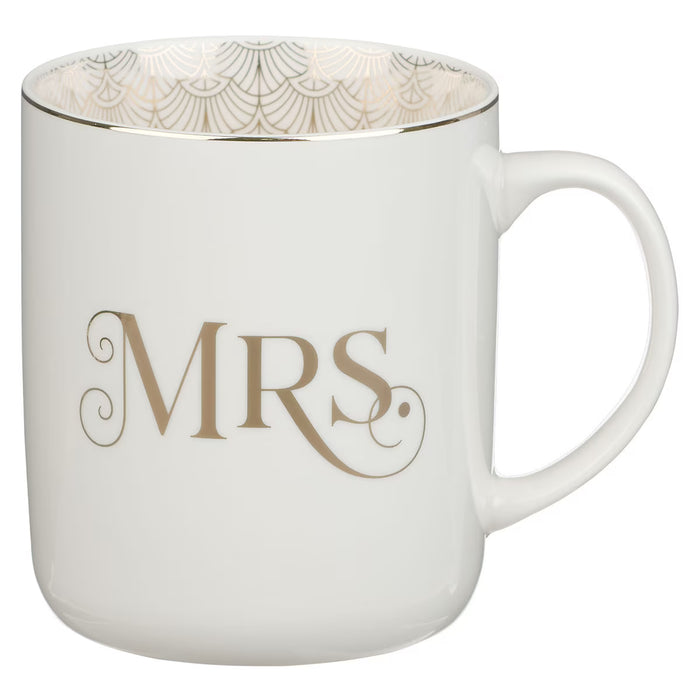 Mr. & Mrs. White Ceramic Coffee Mug Set