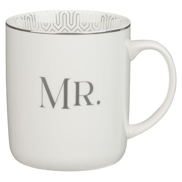 Mr. & Mrs. White Ceramic Coffee Mug Set