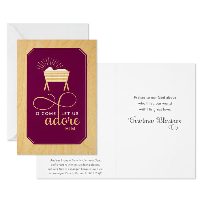 Let Us Adore Him Religious Boxed Christmas Cards, Pack of 16