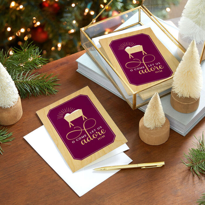 Let Us Adore Him Religious Boxed Christmas Cards, Pack of 16