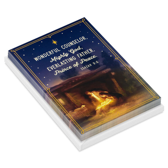 Manger Scene Religious Boxed Christmas Cards, Pack of 16