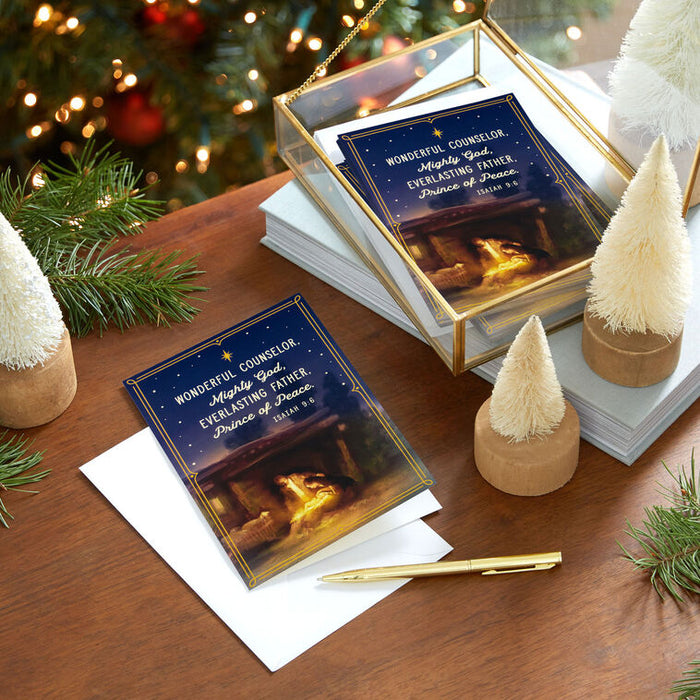 Manger Scene Religious Boxed Christmas Cards, Pack of 16