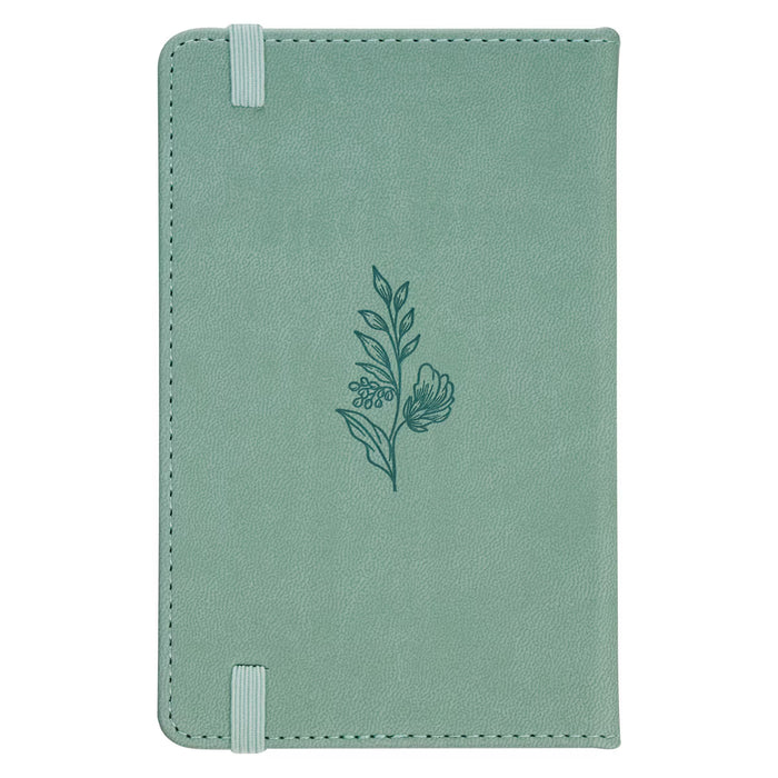 Faith Teal Floral Faux Leather Hardcover Notebook with Elastic Band Closure - 2 Corinthians 5:7
