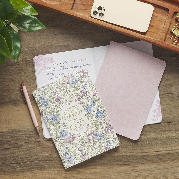 Be Still and Know Purple Trio Large 3-piece Notebook Set - Psalm 4:10