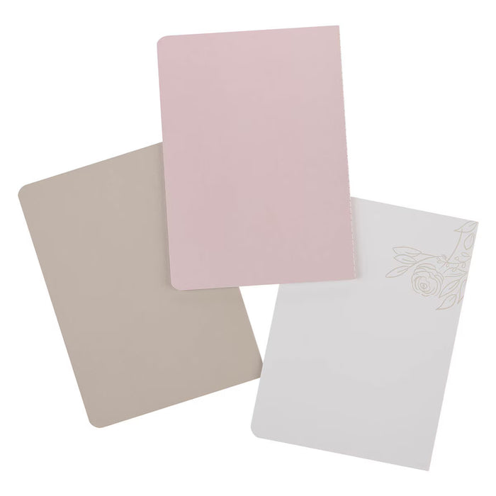 Everything Beautiful Blush and Taupe Floral 3-Piece Large Notebook Set - Ecclesiastes 3:11