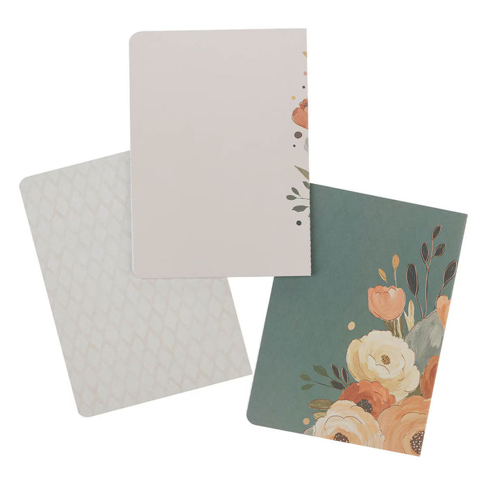 Joyful Patient Faithful Heirloom Floral 3-piece Large Notebook Set - Romans 12:12