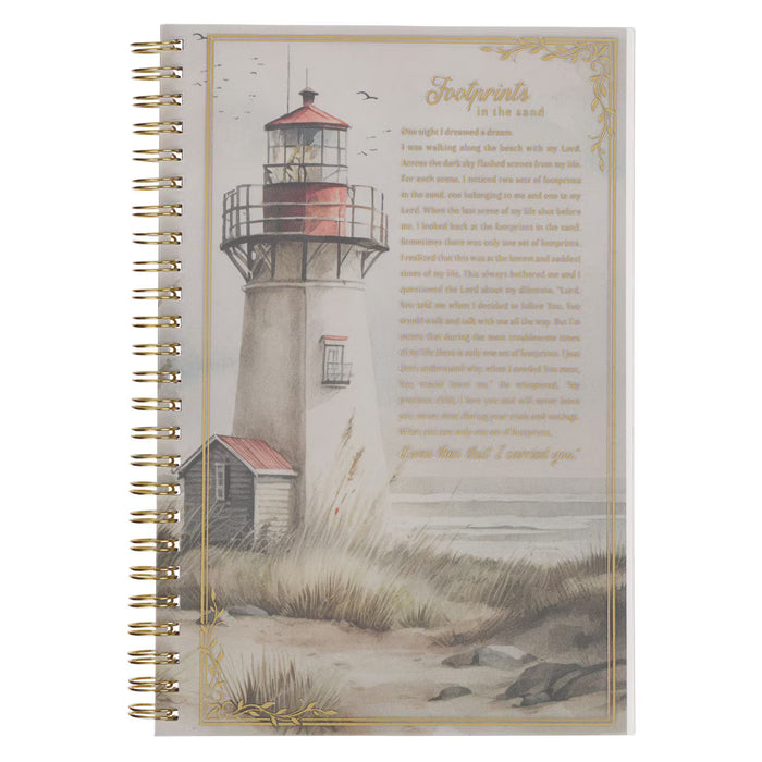 Footprints in the Sand PVC Cover Spiral Notebook - Isaiah 46:4