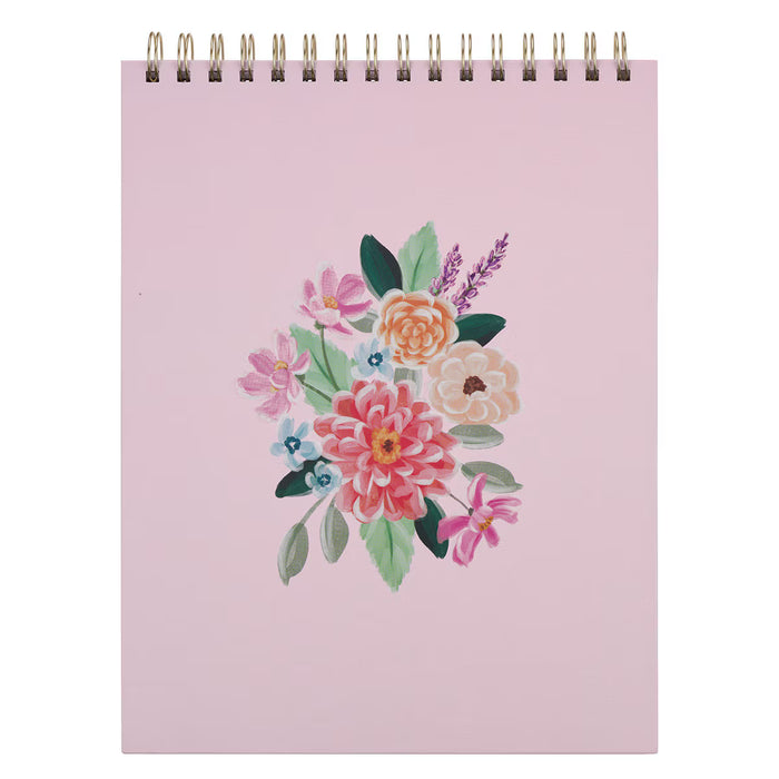 He Delivered Me Lilac Floral Wirebound Notepad - Psalm 34:4