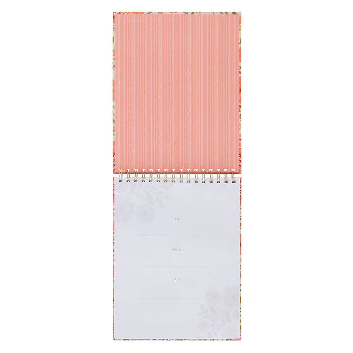 Trust Coral Floral Large Spiral Notepad - Isaiah 40:31