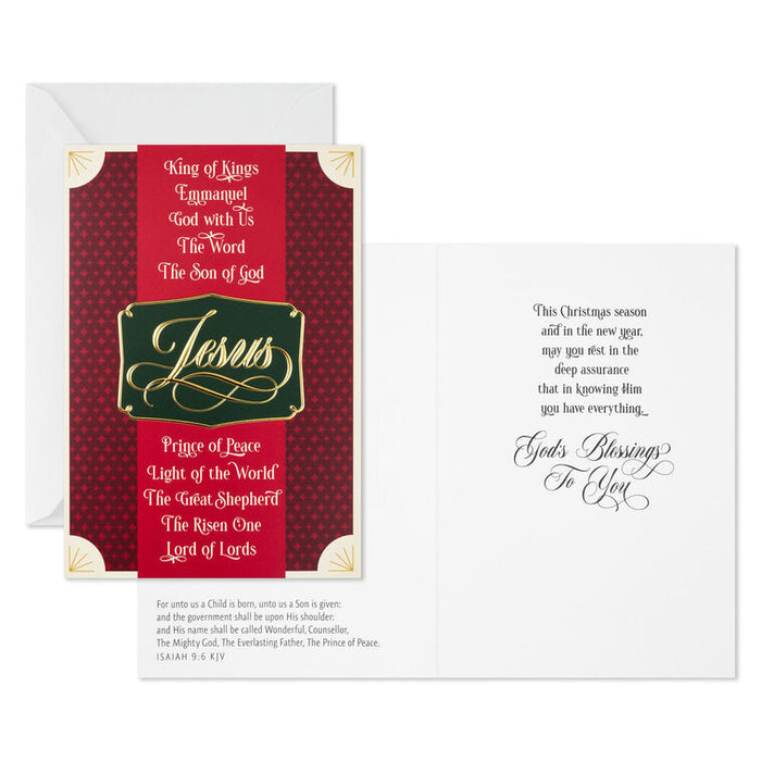 Names of Jesus Religious Boxed Christmas Cards, Pack of 16