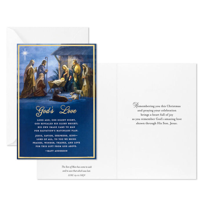 God's Love Nativity Religious Boxed Christmas Cards, Pack of 16