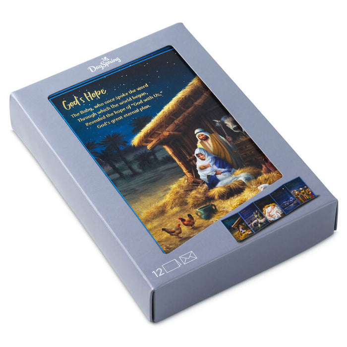 Nativity Reflection Religious Boxed Christmas Cards, Pack of 12