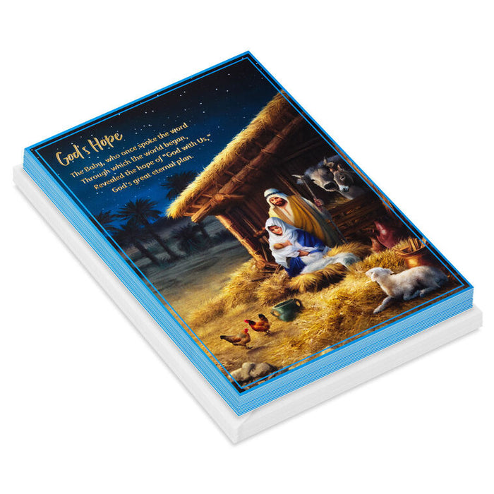 Nativity Reflection Religious Boxed Christmas Cards, Pack of 12