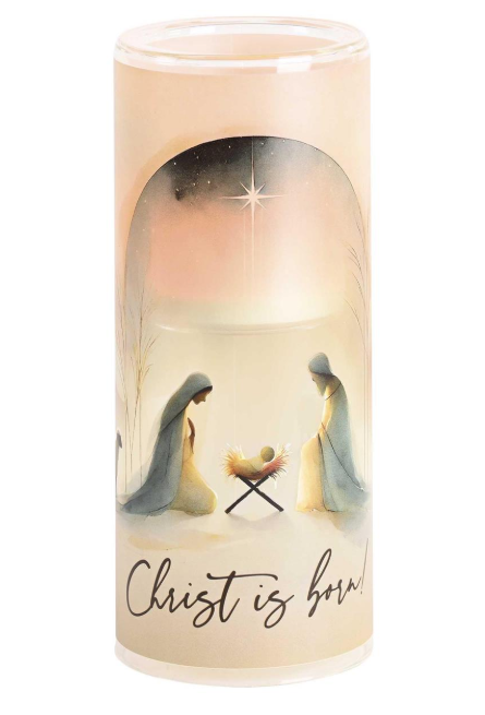 Christ is Born Nativity Candleholder