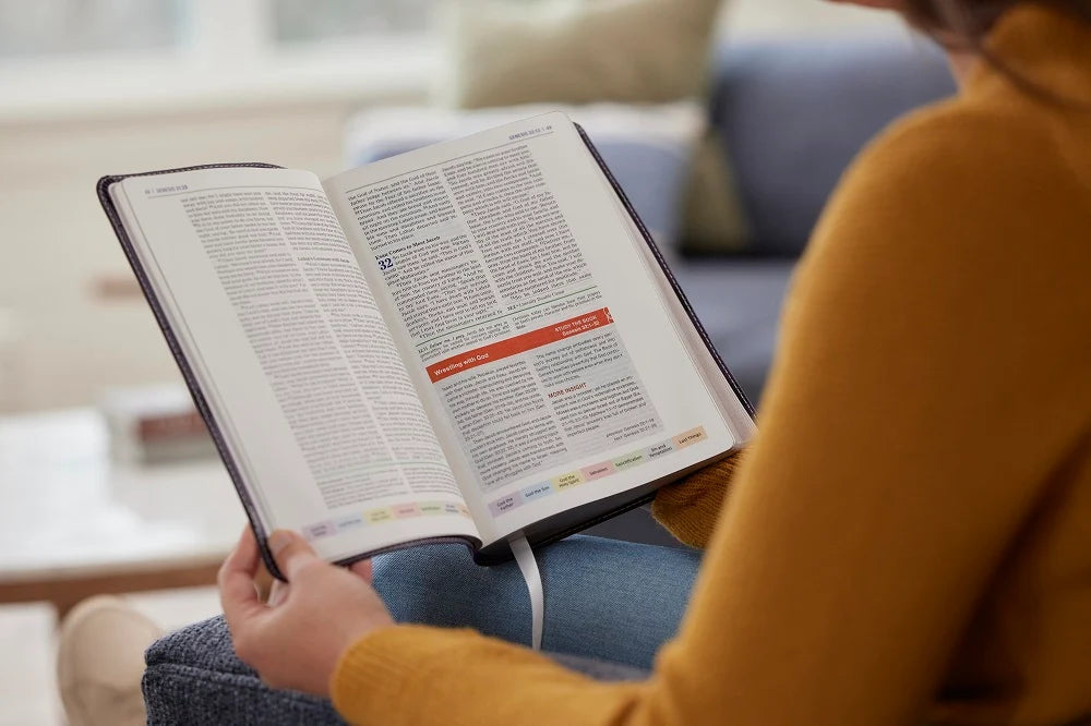 NKJV Color Code Study Bible, Brown Leathersoft, Red Letter