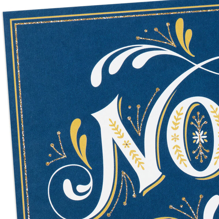 Noel Lettering on Blue Religious Boxed Christmas Cards, Pack of 16