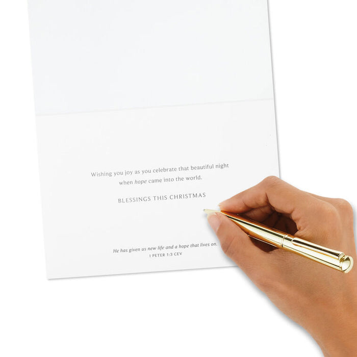 Noel Lettering on Blue Religious Boxed Christmas Cards, Pack of 16