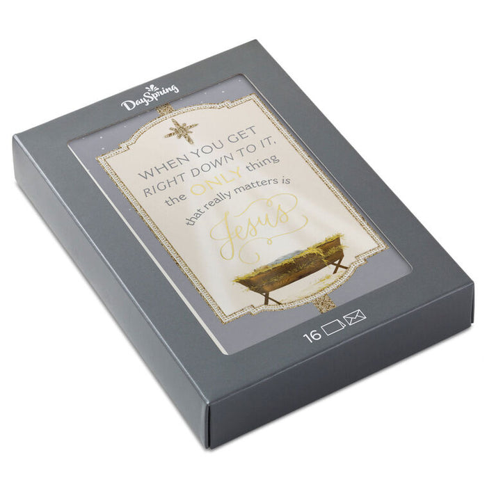 Manger and Frame Religious Boxed Christmas Cards, Pack of 16