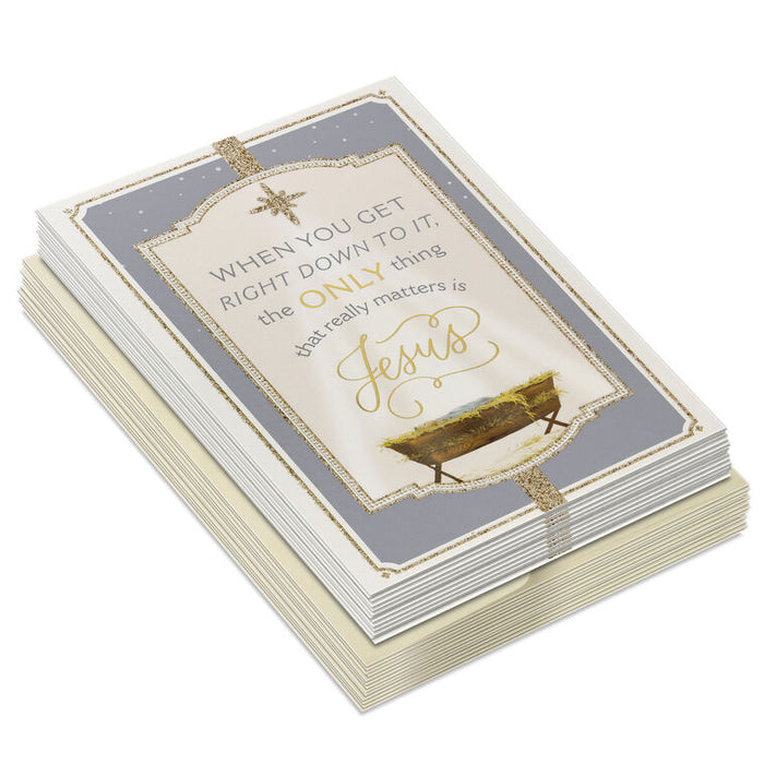 Manger and Frame Religious Boxed Christmas Cards, Pack of 16