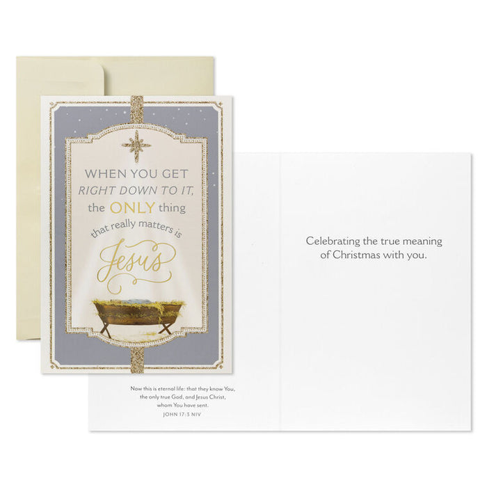 Manger and Frame Religious Boxed Christmas Cards, Pack of 16