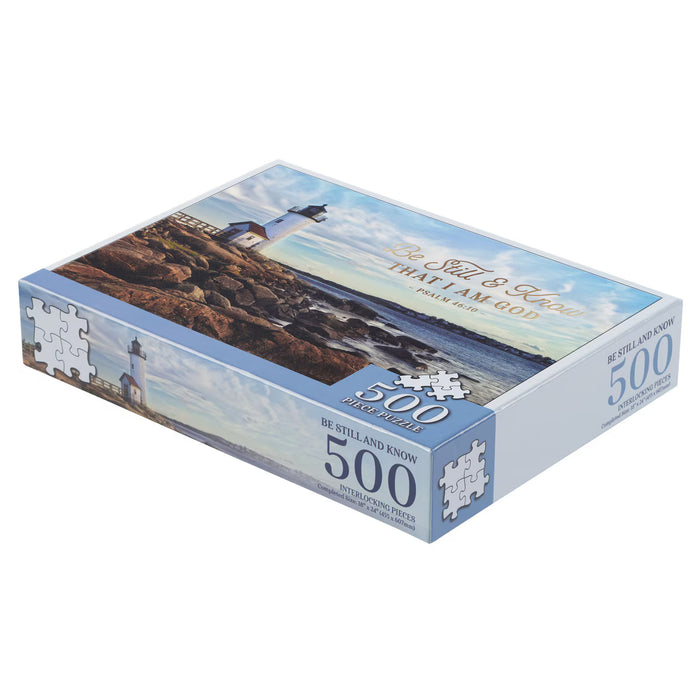 500 Piece Puzzle Be Still Lighthouse