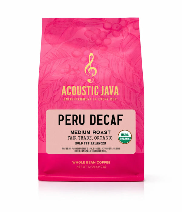 Acoustic Java - Peru Decaf - Organic Whole Bean Coffee 12oz