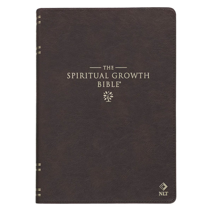 NLT Espresso Brown Faux Leather Spiritual Growth Bible