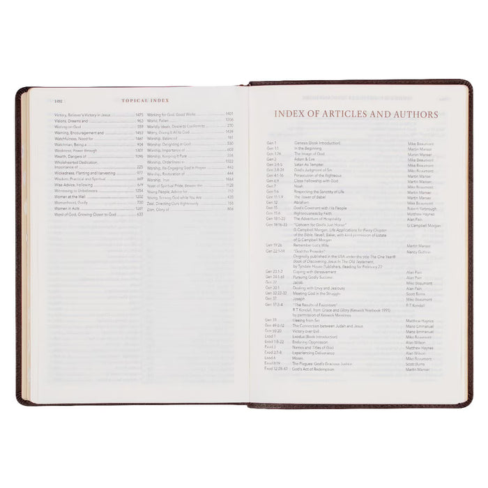 NLT Espresso Brown Faux Leather Spiritual Growth Bible
