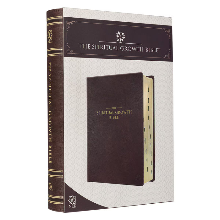 NLT Espresso Brown Faux Leather Spiritual Growth Bible