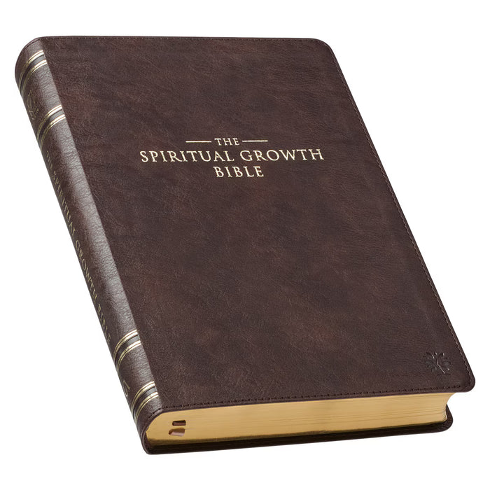 NLT Espresso Brown Faux Leather Spiritual Growth Bible