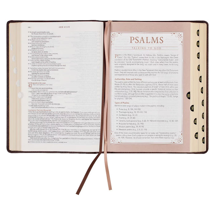 NLT Espresso Brown Faux Leather Spiritual Growth Bible
