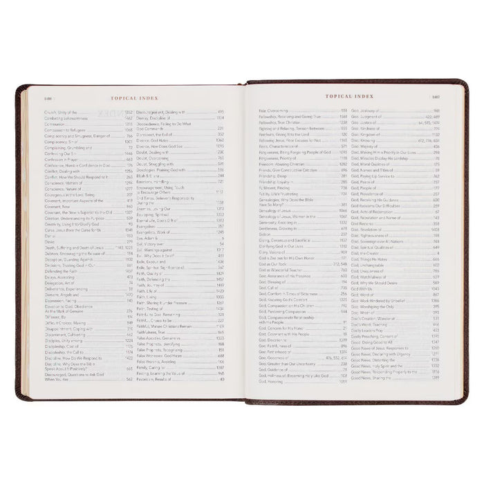 NLT Espresso Brown Faux Leather Spiritual Growth Bible