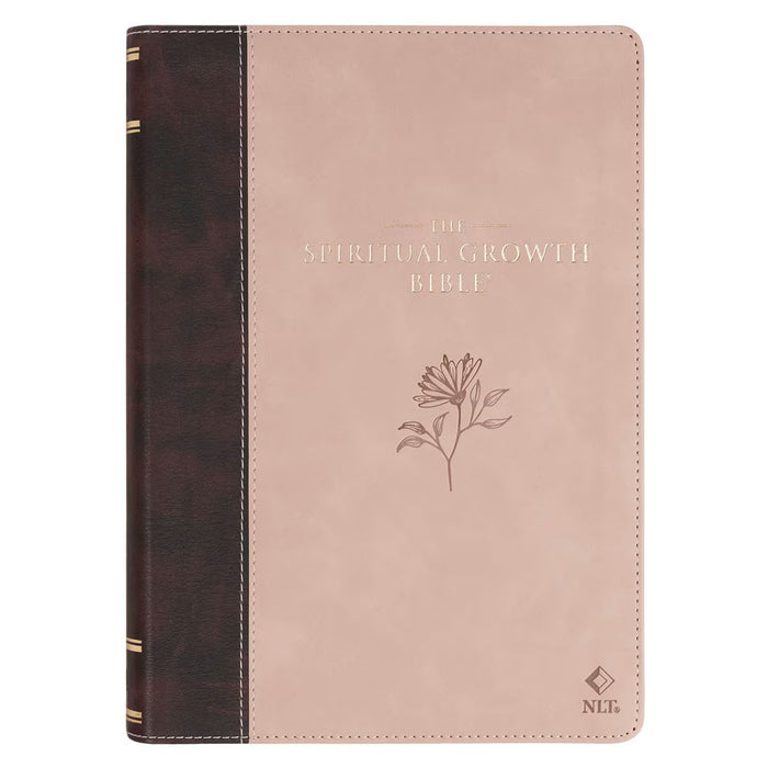 NLT Brown and Blush Pink Faux Leather Spiritual Growth Bible