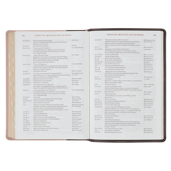 NLT Brown and Blush Pink Faux Leather Spiritual Growth Bible