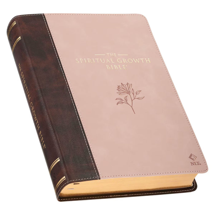 NLT Brown and Blush Pink Faux Leather Spiritual Growth Bible