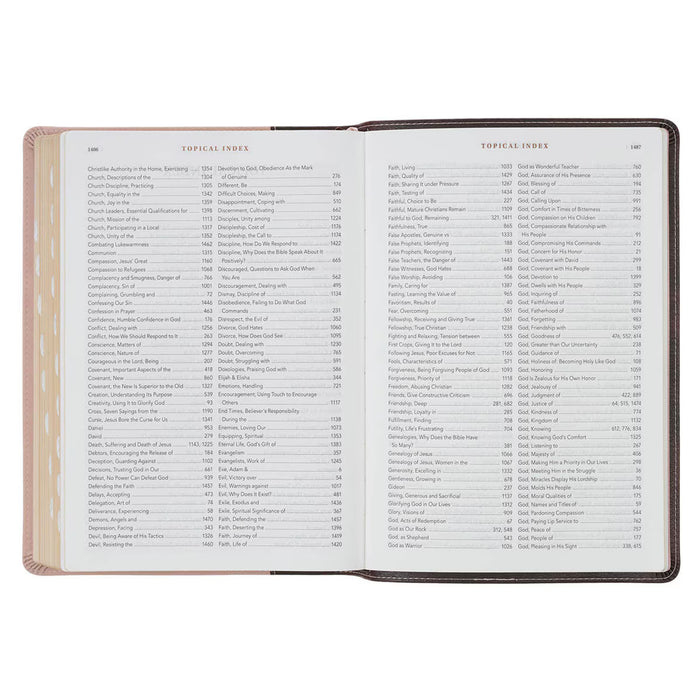 NLT Brown and Blush Pink Faux Leather Spiritual Growth Bible