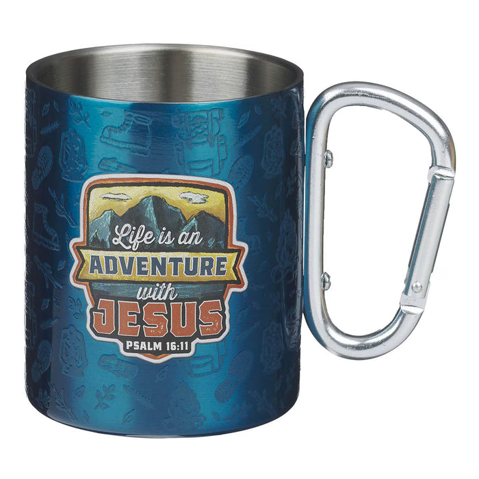 Adventure with Jesus Blue Trail Stainless Steel Camp-style Mug - Psalm 16:11